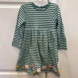 JoJo Maman Bebe Long Sleeved Dress with Duck and Floral Embroidery - Size 4-5Y